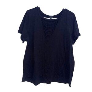Torrid Black Cutout Front Short Sleeve Cotton Tee Shirt Size 1